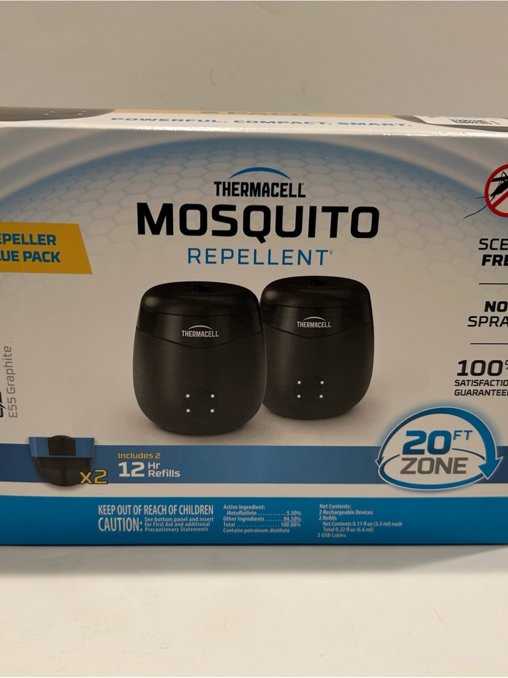 Thermacell Mosquito Repellent Two Devices w/2 12 hr Refills & 2 USB Cables
